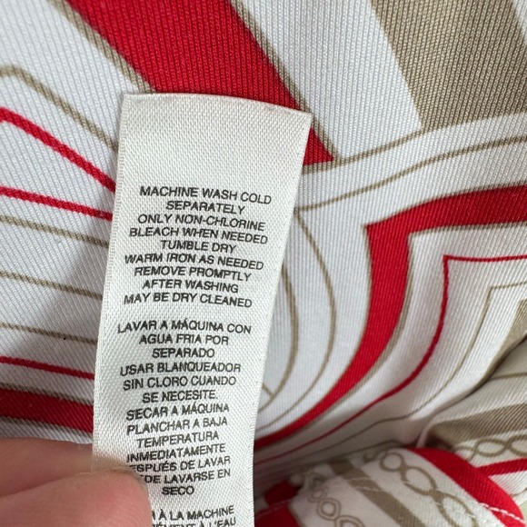 Chico's White Tan Red Patterned Sleeveless Stretchy Nylon Tank Beachy Summer M - Picture 5 of 5